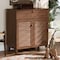Baxton Studio Coolidge Walnut Finished 4-Shelf Wood Shoe Storage Cabinet with Drawer 156-9388 - alternate 7